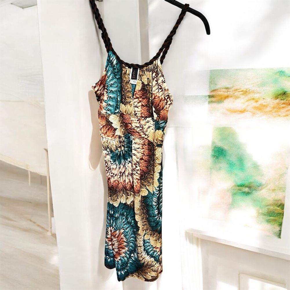 My Girl Hawaiian Inspired Mini Sleeveless Sundress Cover-Up Rope Neckline Size L